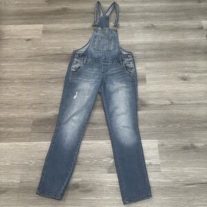 Iei Vintage Denim Overalls Size M Wash Distressed Adjustable Strap
